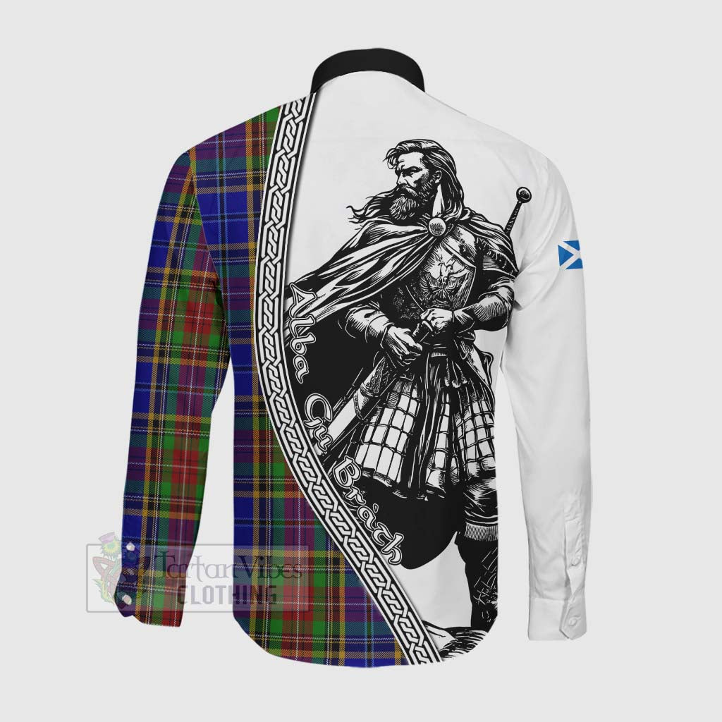 Beattie (Beatty) Tartan Clan Crest Long Sleeve Button Shirt with Highlander Warrior Celtic Style Men's Shirt - Tartan Vibes Clothing