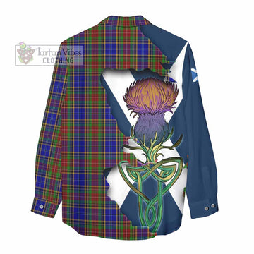 Tartan Vibes Clothing Beattie (Beatty) Tartan Family Crest Women's Casual Shirt Scottish Thistle Celtic Inspired