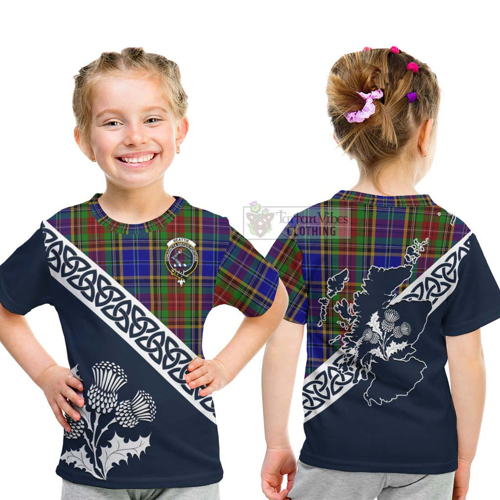 Beattie (Beatty) Tartan Kid T-Shirt Featuring Thistle and Scotland Map - Tartan Vibes Clothing
