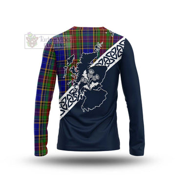 Beattie (Beatty) Tartan Long Sleeve T-Shirt Featuring Thistle and Scotland Map - Tartan Vibes Clothing