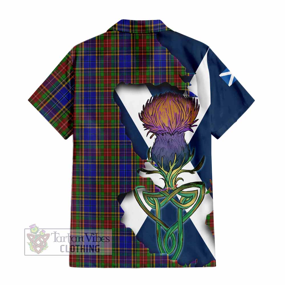 Tartan Vibes Clothing Beattie (Beatty) Tartan Family Crest Short Sleeve Button Shirt Scottish Thistle Celtic Inspired