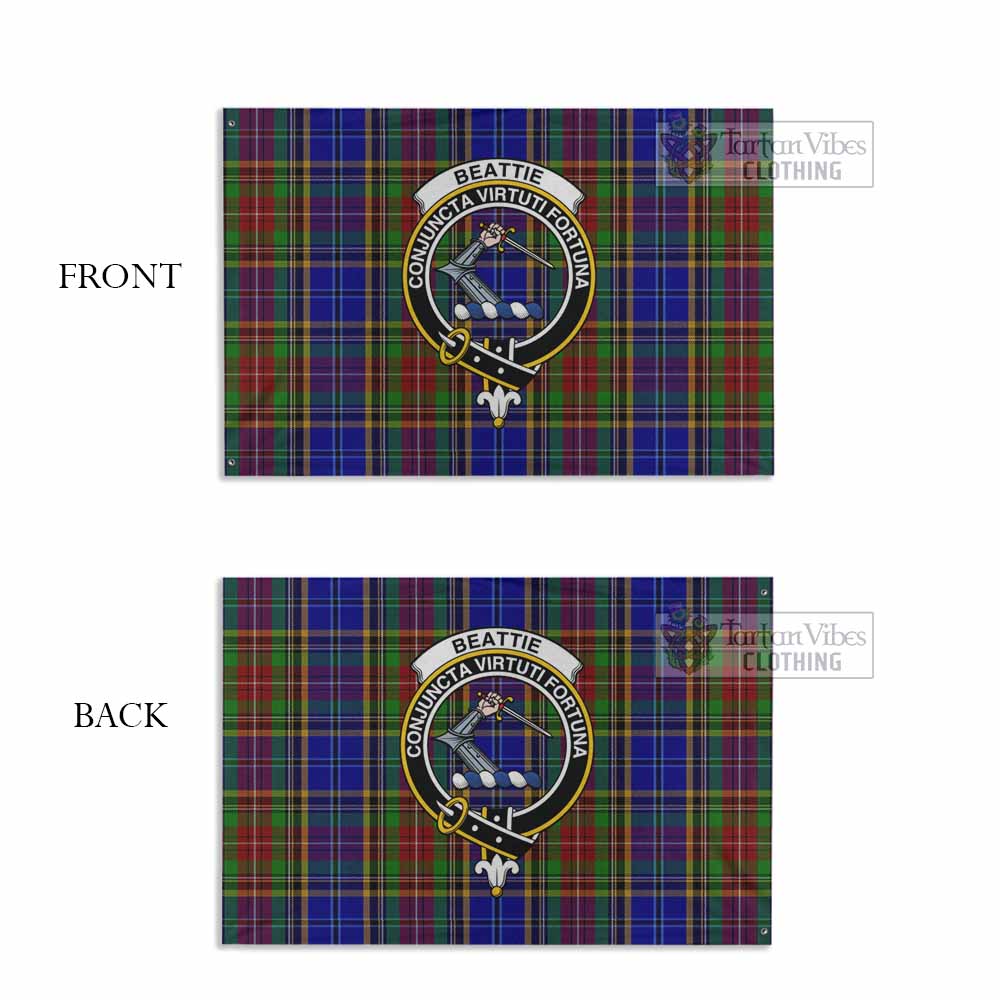 Tartan Vibes Clothing Beattie (Beatty) Tartan House Flag with Family Crest