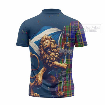 Beattie (Beatty) Tartan Family Crest Zipper Polo Shirt with Scottish Majestic Lion - Tartan Vibes Clothing