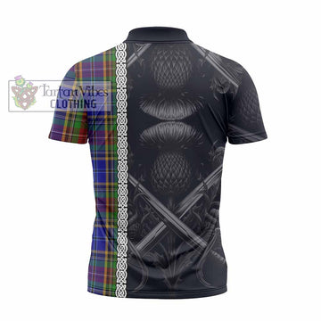 Beattie (Beatty) Tartan Zipper Polo Shirt with Family Crest Cross Sword Thistle Celtic Vibes - Tartan Vibes Clothing