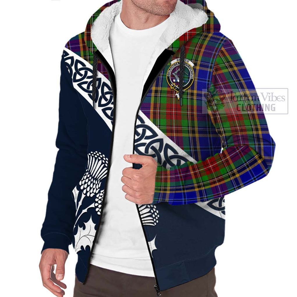Beattie (Beatty) Tartan Sherpa Hoodie Featuring Thistle and Scotland Map - Tartan Vibes Clothing
