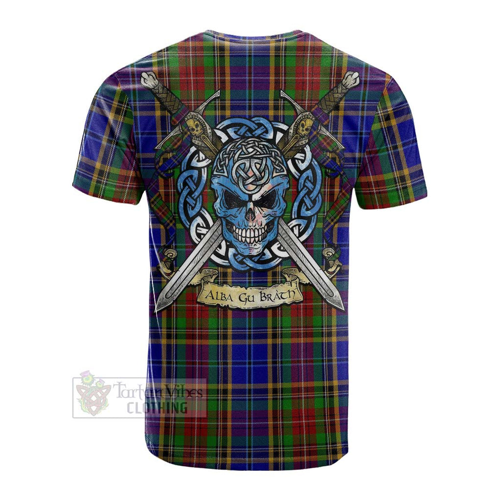 Tartan Vibes Clothing Beattie (Beatty) Tartan Cotton T-shirt with Family Crest Celtic Skull Style