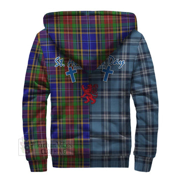 Beattie (Beatty) Tartan Sherpa Hoodie Happy St. Andrew's Day Half Tartan Style - Tartan Vibes Clothing