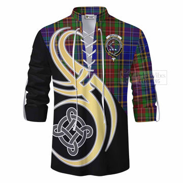 Beattie (Beatty) Tartan Ghillie Kilt Shirt with Family Crest and Celtic Symbol Style - Tartan Vibes Clothing