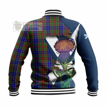 Tartan Vibes Clothing Beattie (Beatty) Tartan Family Crest Baseball Jacket Scottish Thistle Celtic Inspired