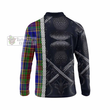 Beattie (Beatty) Tartan Long Sleeve Polo Shirt with Family Crest Cross Sword Thistle Celtic Vibes - Tartan Vibes Clothing