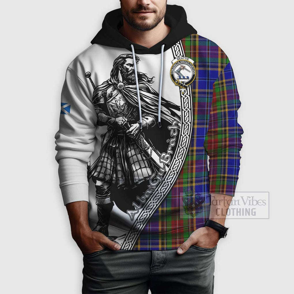 Beattie (Beatty) Tartan Clan Crest Hoodie with Highlander Warrior Celtic Style - Tartan Vibes Clothing