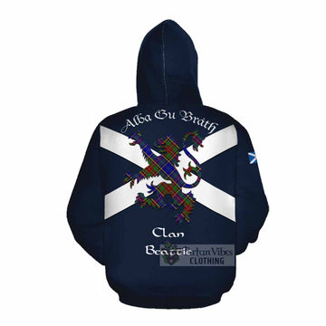 Beattie (Beatty) Tartan Lion Rampant Cotton Hoodie Proudly Display Your Heritage with Alba Gu Brath and Clan Name Pullover Hoodie - Tartan Vibes Clothing