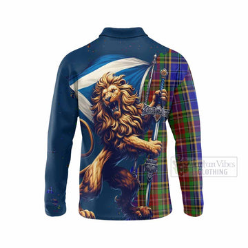 Beattie (Beatty) Tartan Family Crest Long Sleeve Polo Shirt with Scottish Majestic Lion - Tartan Vibes Clothing