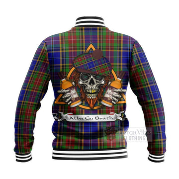 Beattie (Beatty) Tartan Baseball Jacket with Family Crest and Bearded Skull Holding Bottles of Whiskey - Tartan Vibes Clothing