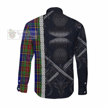 Tartan Vibes Clothing Beattie (Beatty) Tartan Long Sleeve Button Shirt with Family Crest Cross Sword Thistle Celtic Vibes