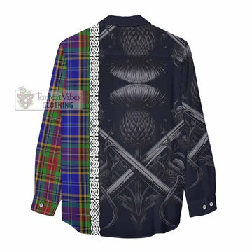 Beattie (Beatty) Tartan Women's Casual Shirt with Family Crest Cross Sword Thistle Celtic Vibes - Tartan Vibes Clothing