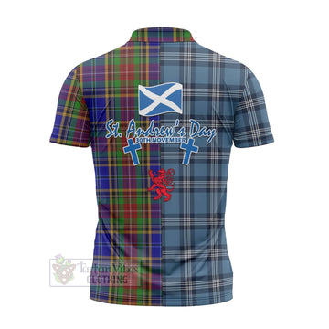 Beattie (Beatty) Tartan Zipper Polo Shirt Happy St. Andrew's Day Half Tartan Style - Tartan Vibes Clothing