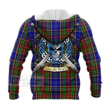 Beattie (Beatty) Tartan Knitted Hoodie with Family Crest Celtic Skull Style - Tartan Vibes Clothing