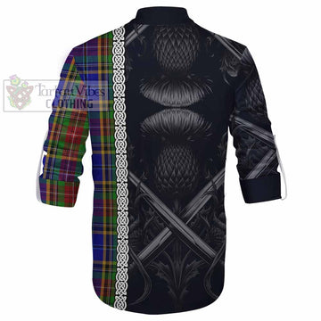 Beattie (Beatty) Tartan Ghillie Kilt Shirt with Family Crest Cross Sword Thistle Celtic Vibes - Tartan Vibes Clothing