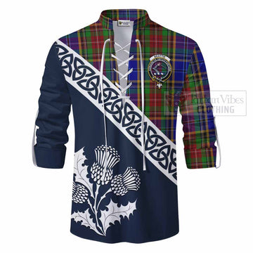 Beattie (Beatty) Tartan Ghillie Kilt Shirt Featuring Thistle and Scotland Map - Tartan Vibes Clothing