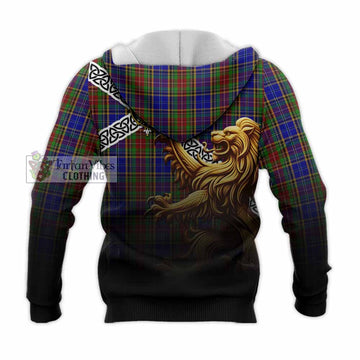 Beattie (Beatty) Crest Tartan Knitted Hoodie with Golden Lion Emblem Celtic Style - Tartan Vibes Clothing