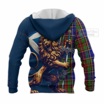 Beattie (Beatty) Tartan Family Crest Knitted Hoodie with Scottish Majestic Lion - Tartan Vibes Clothing
