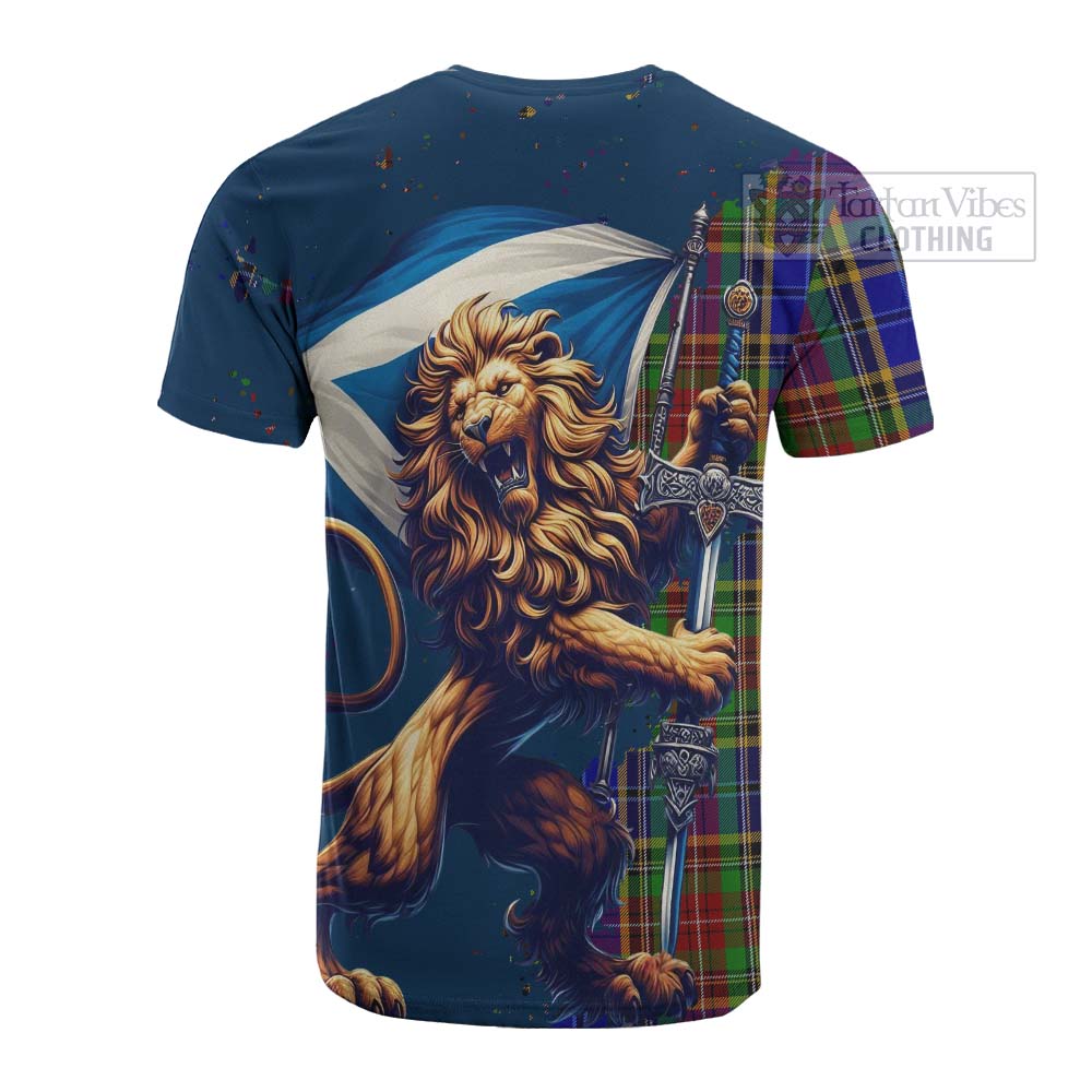 Tartan Vibes Clothing Beattie (Beatty) Tartan Family Crest Cotton T-shirt with Scottish Majestic Lion