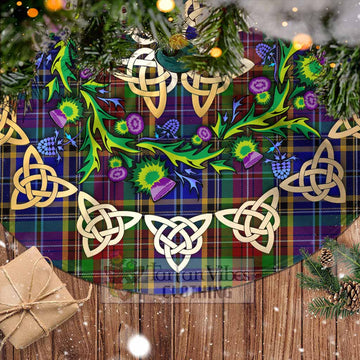 Beattie (Beatty) Tartan Christmas Tree Skirt with Thistle Celtic Knot Style - Tartan Vibes Clothing