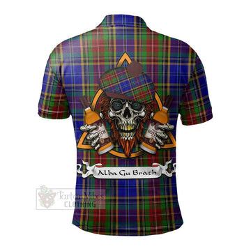 Beattie (Beatty) Tartan Polo Shirt with Family Crest and Bearded Skull Holding Bottles of Whiskey - Tartan Vibes Clothing