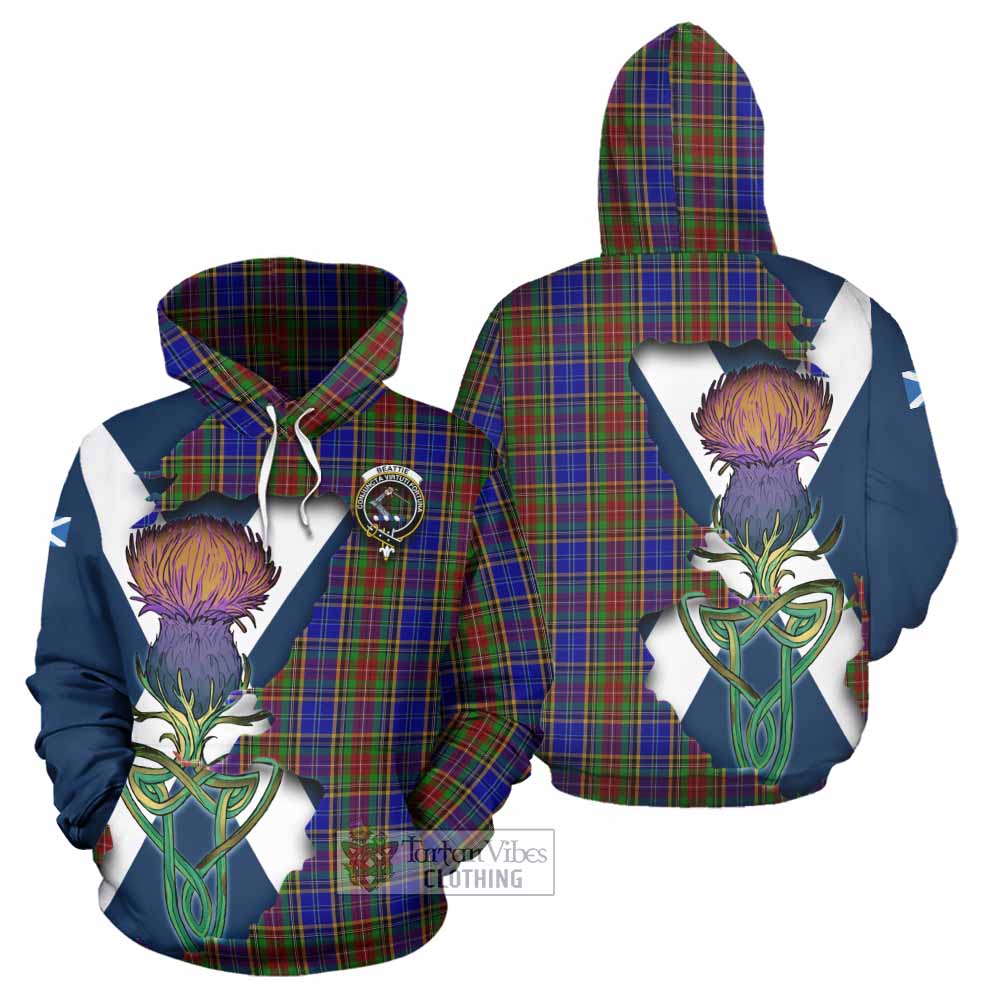Tartan Vibes Clothing Beattie (Beatty) Tartan Family Crest Hoodie Scottish Thistle Celtic Inspired