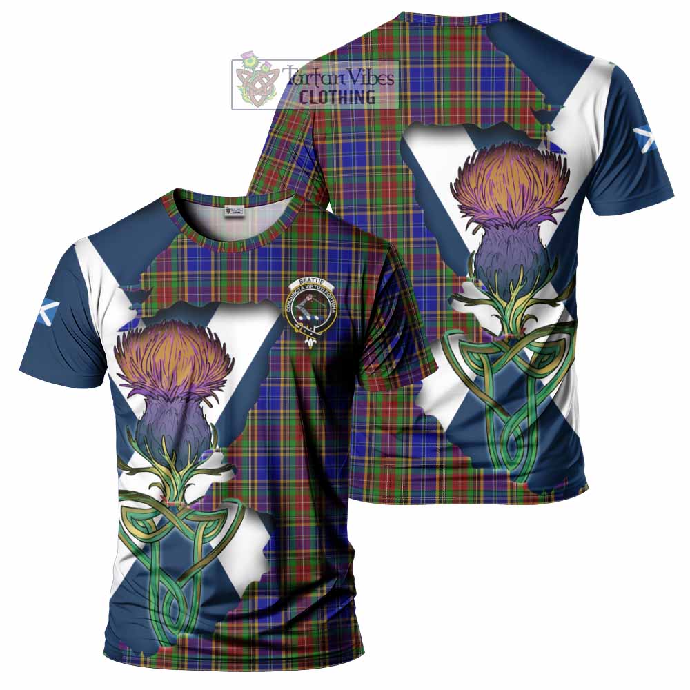 Tartan Vibes Clothing Beattie (Beatty) Tartan Family Crest T-Shirt Scottish Thistle Celtic Inspired