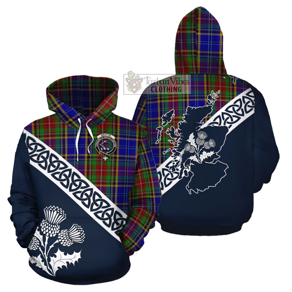 Beattie (Beatty) Tartan Cotton Hoodie Featuring Thistle and Scotland Map Zip Hoodie - Tartan Vibes Clothing