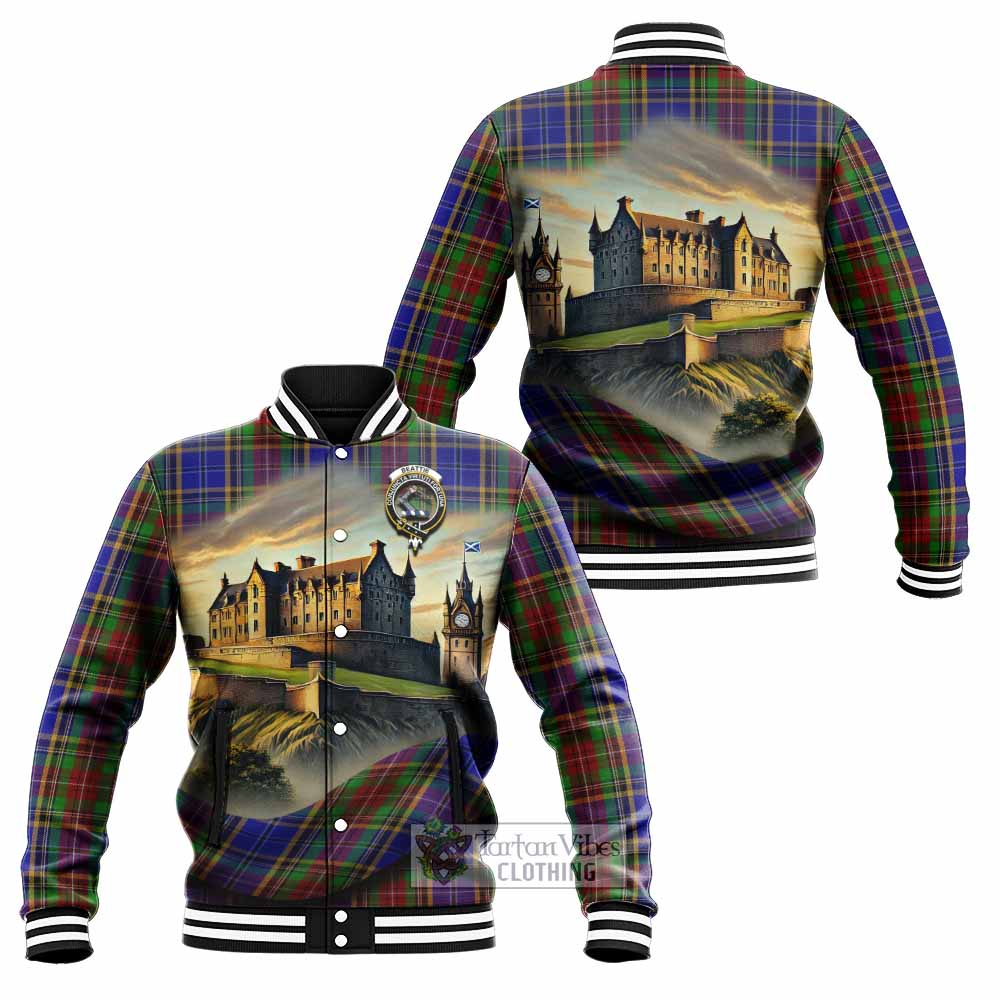 Beattie (Beatty) Tartan Family Crest Baseball Jacket with Scottish Ancient Castle Style - Tartan Vibes Clothing