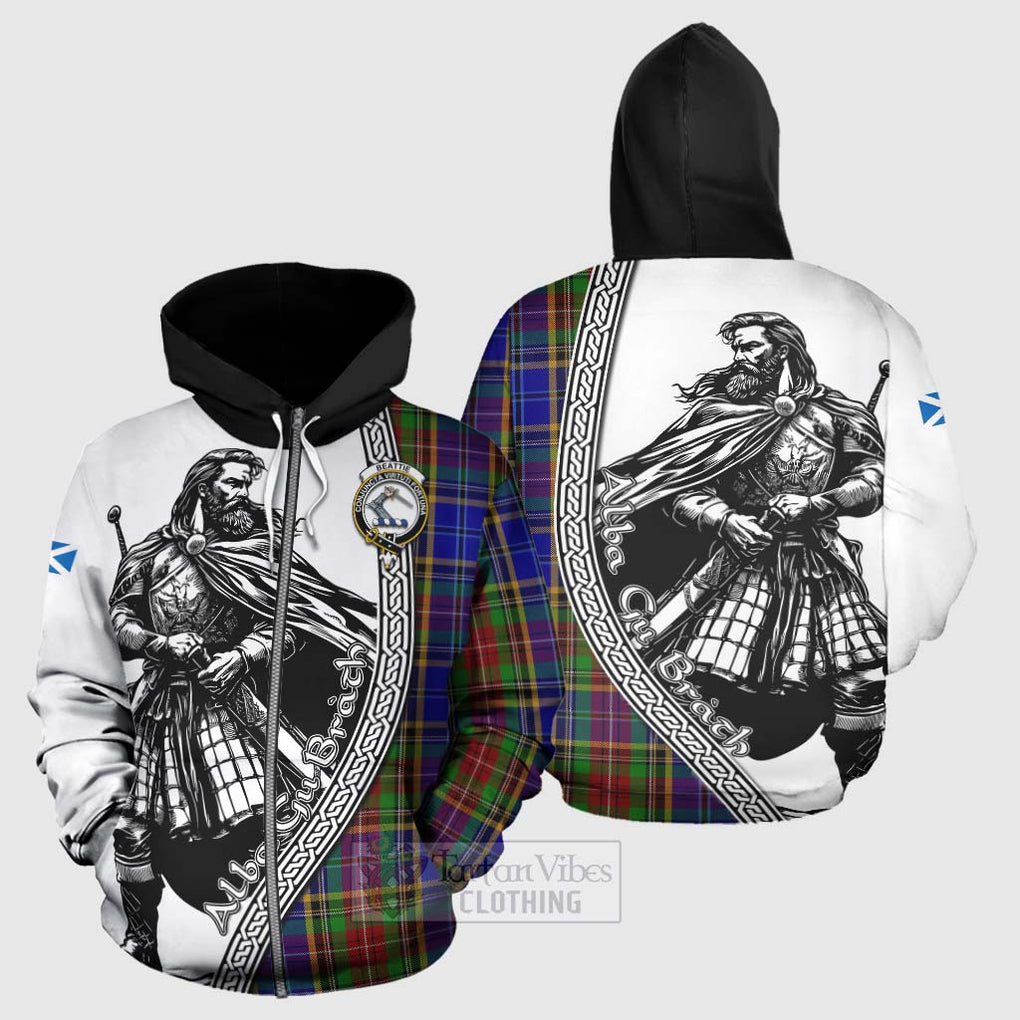 Beattie (Beatty) Tartan Clan Crest Hoodie with Highlander Warrior Celtic Style - Tartan Vibes Clothing