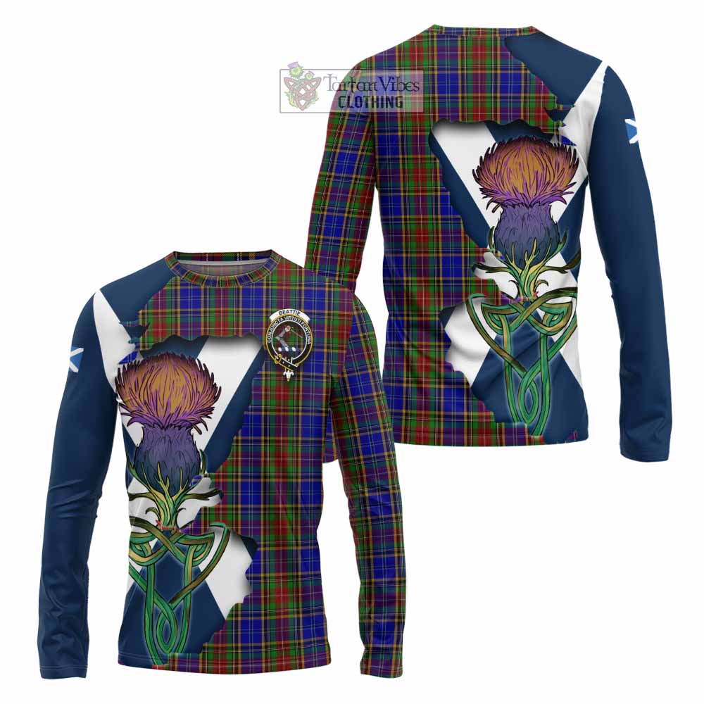 Tartan Vibes Clothing Beattie (Beatty) Tartan Family Crest Long Sleeve T-Shirt Scottish Thistle Celtic Inspired