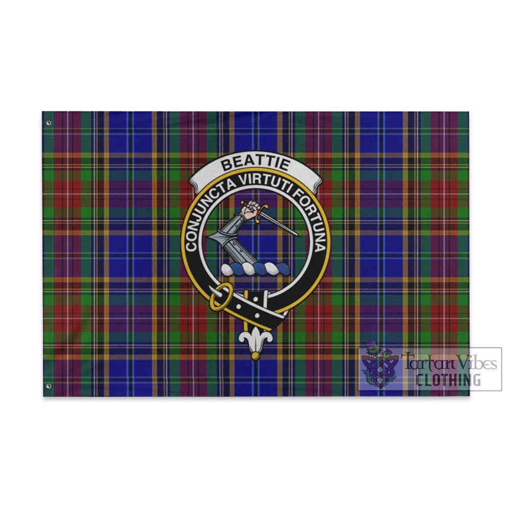Tartan Vibes Clothing Beattie (Beatty) Tartan House Flag with Family Crest