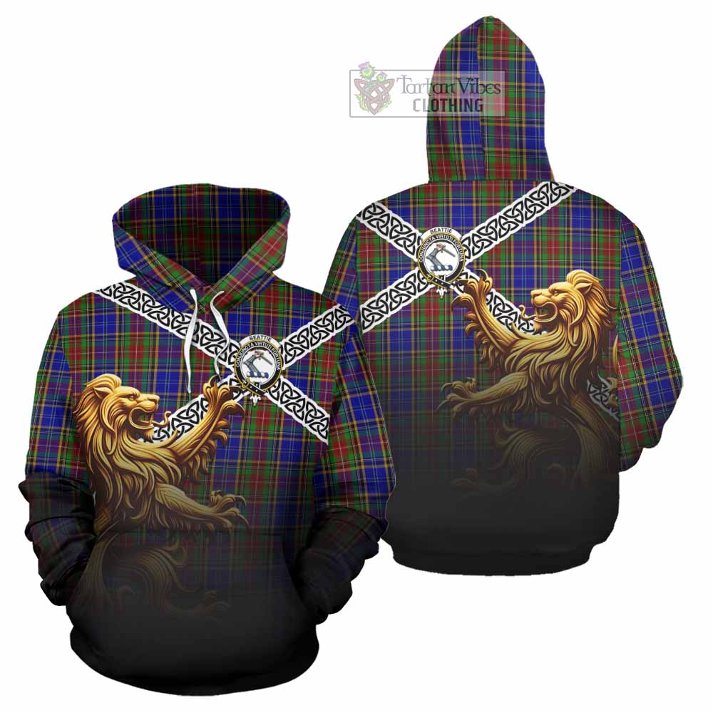 Beattie (Beatty) Crest Tartan Hoodie with Golden Lion Emblem Celtic Style - Tartan Vibes Clothing