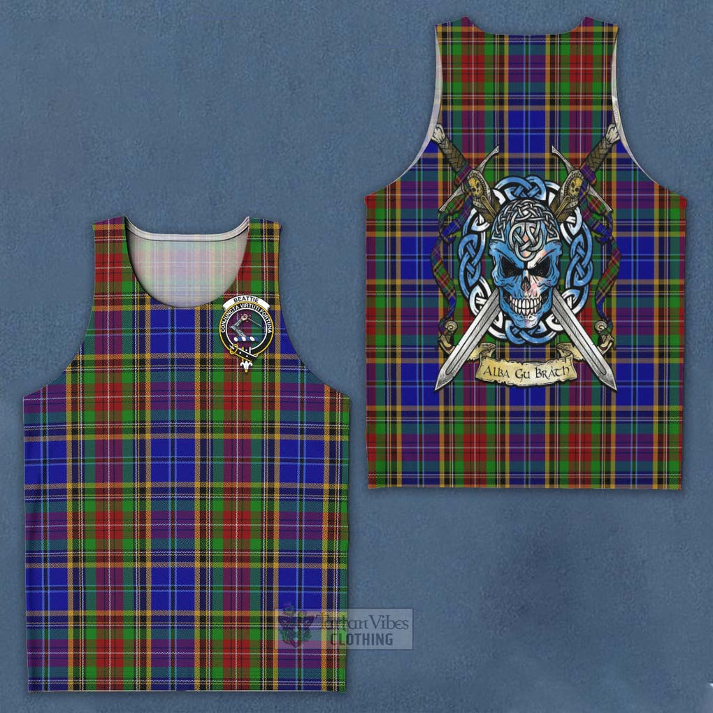 Beattie (Beatty) Tartan Men's Tank Top with Family Crest Celtic Skull Style - Tartan Vibes Clothing
