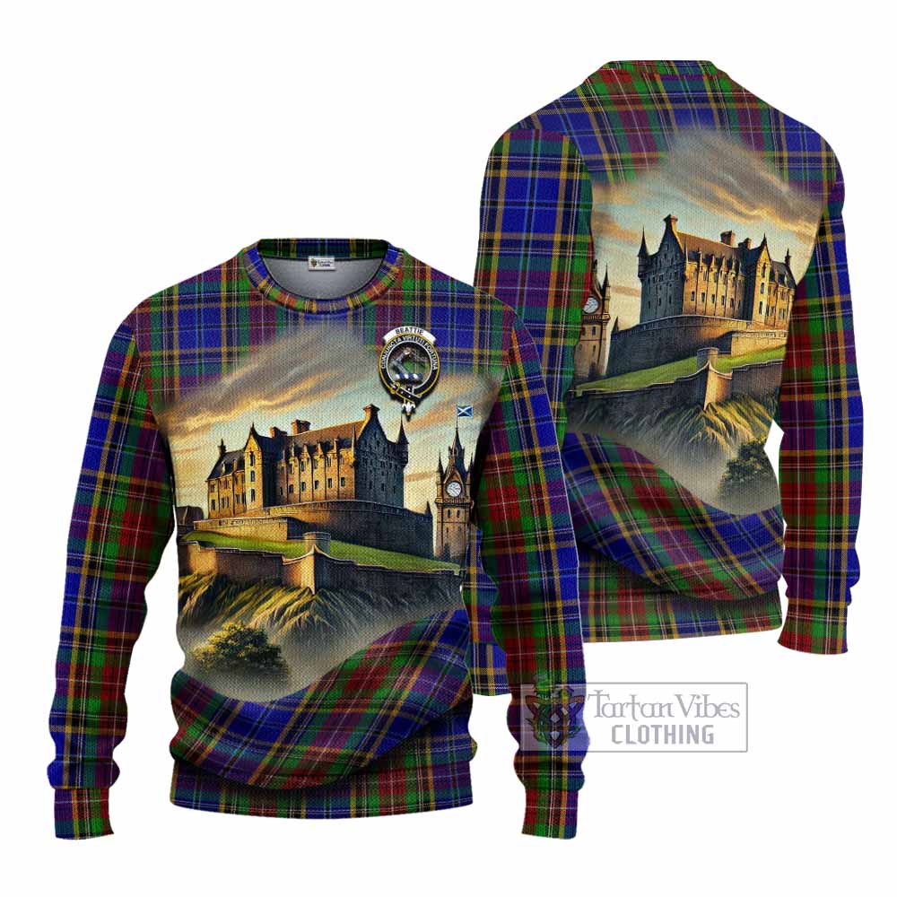 Beattie (Beatty) Tartan Family Crest Knitted Sweater with Scottish Ancient Castle Style - Tartan Vibes Clothing