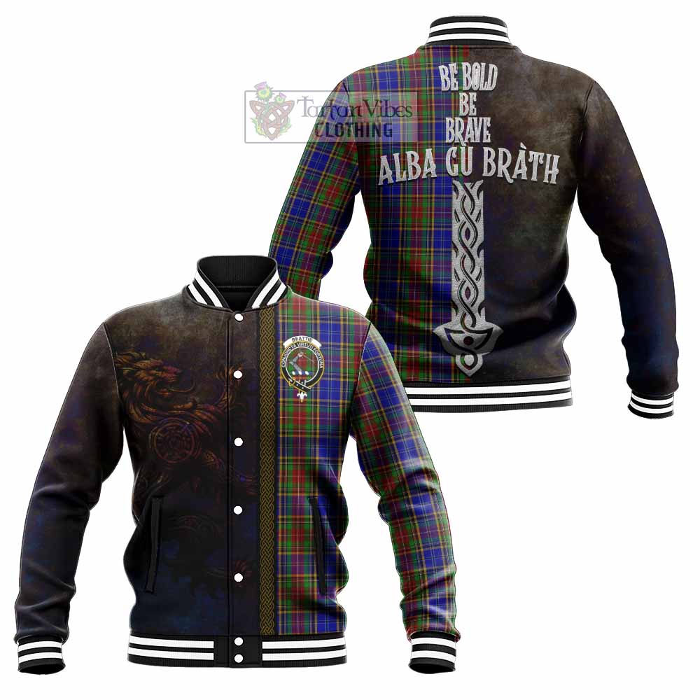 Beattie (Beatty) Tartan Family Crest Baseball Jacket Alba Gu Brath Be Brave Lion Ancient Style - Tartan Vibes Clothing