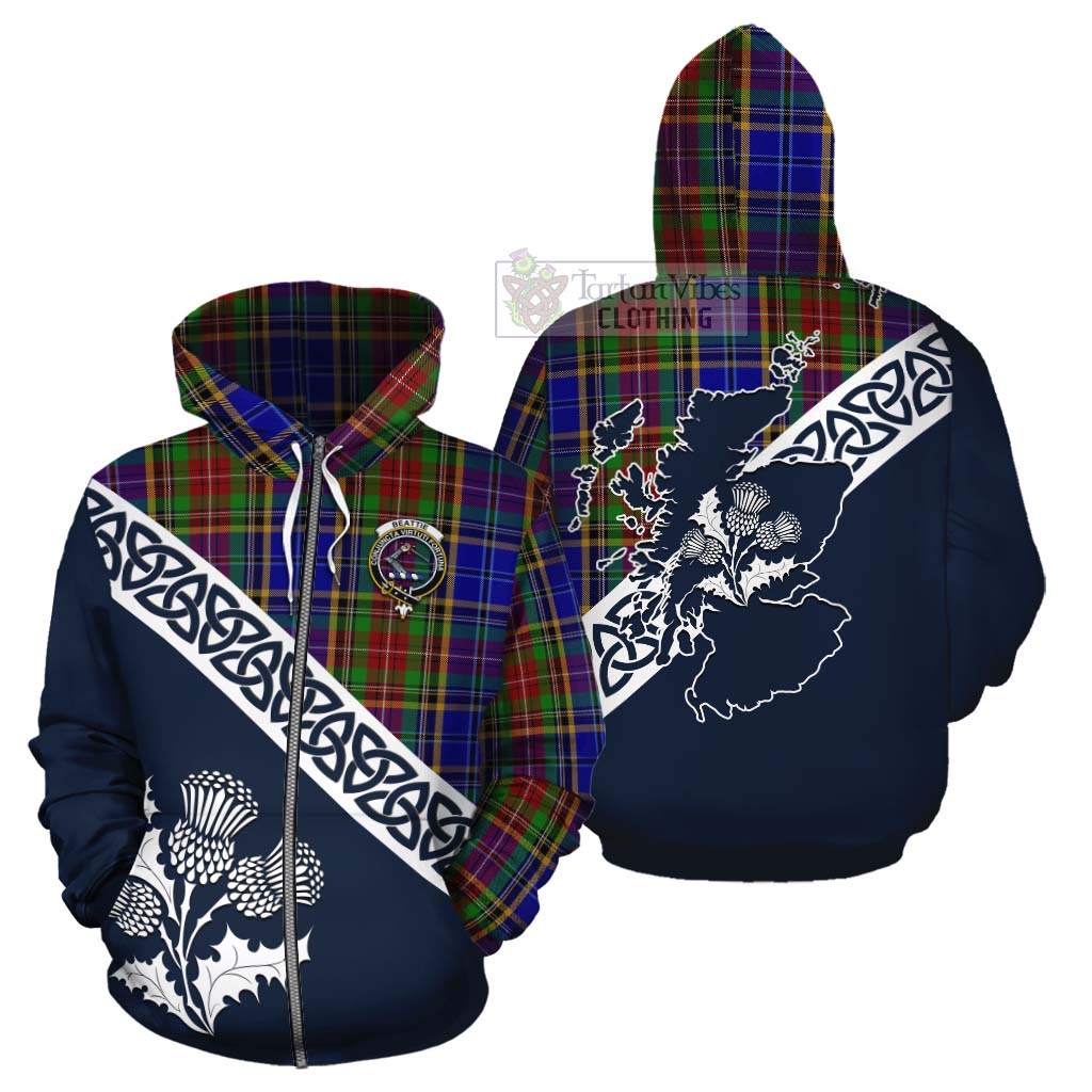 Beattie (Beatty) Tartan Cotton Hoodie Featuring Thistle and Scotland Map - Tartan Vibes Clothing
