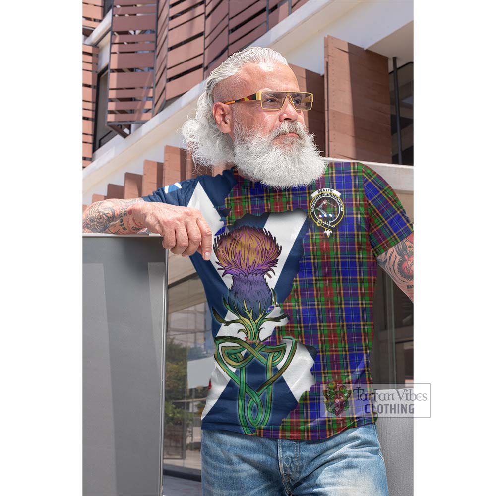 Tartan Vibes Clothing Beattie (Beatty) Tartan Family Crest Cotton T-shirt Scottish Thistle Celtic Inspired