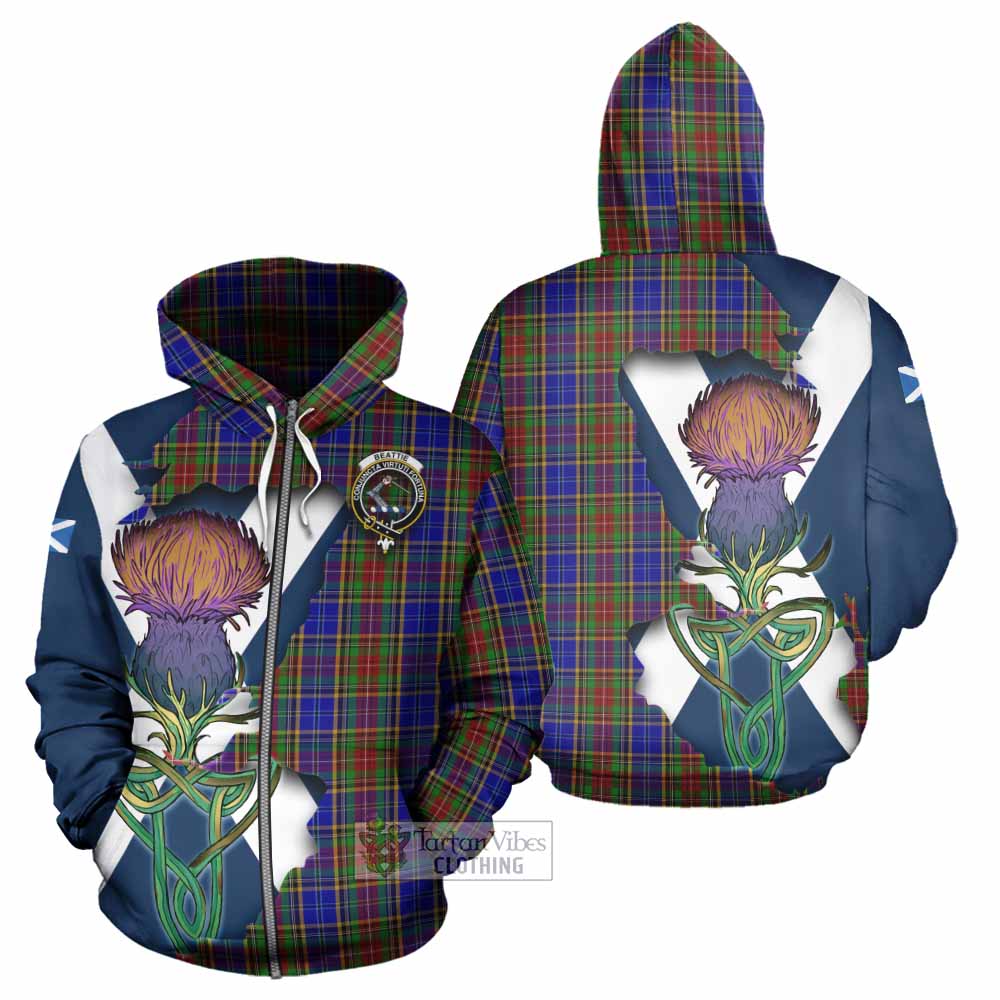 Tartan Vibes Clothing Beattie (Beatty) Tartan Family Crest Hoodie Scottish Thistle Celtic Inspired