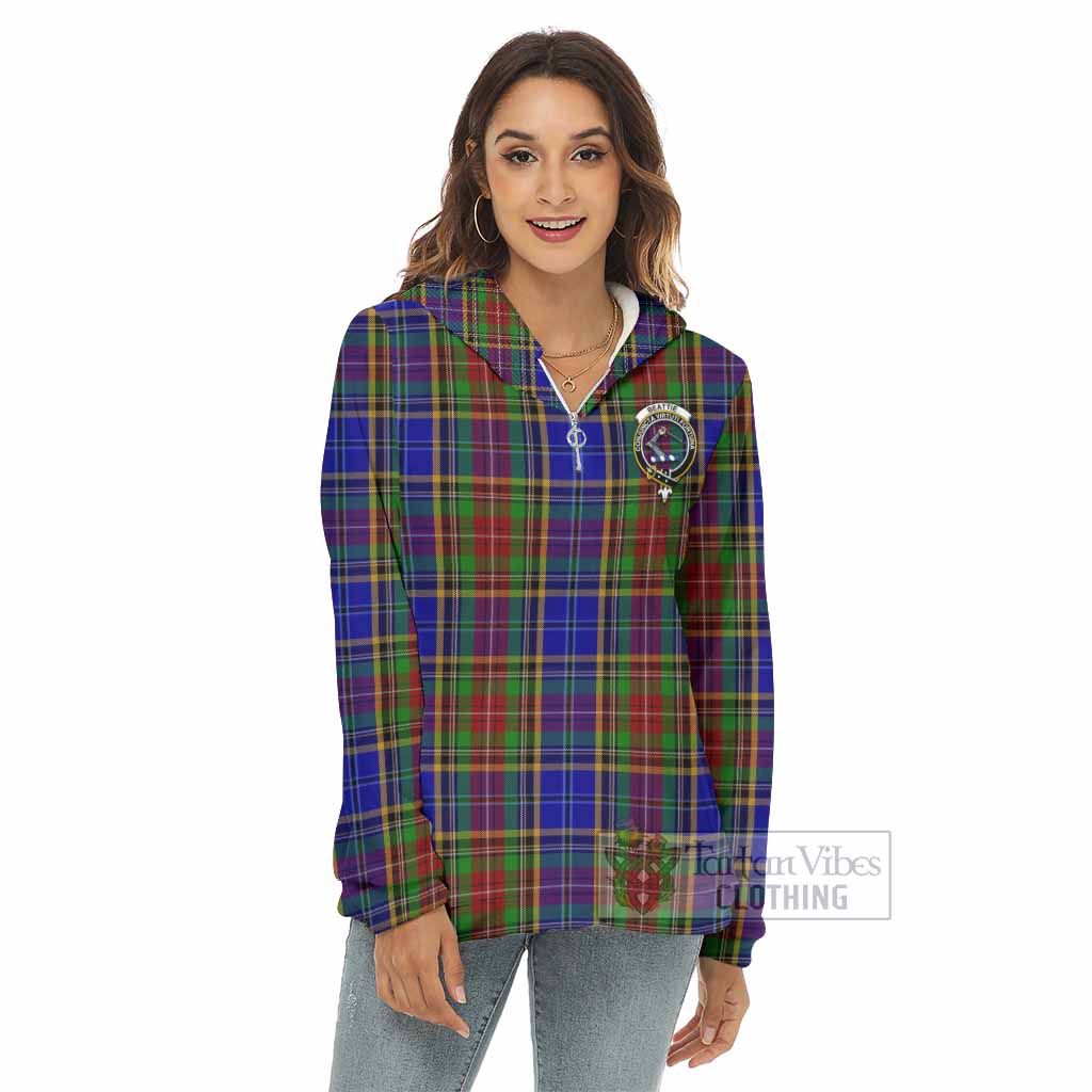 Beattie (Beatty) Tartan Women's Borg Fleece Hoodie with Half Zip with Family Crest - Tartan Vibes Clothing