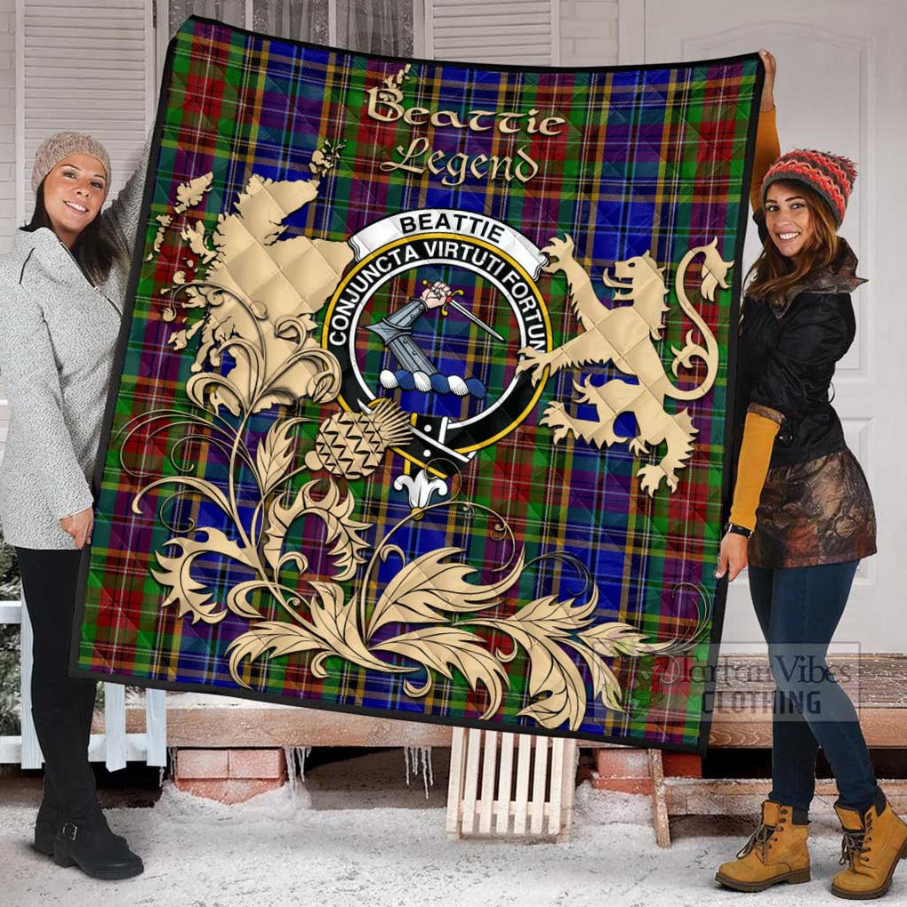 Tartan Vibes Clothing Beattie (Beatty) Tartan Quilt with Family Crest and Scottish Symbol Style