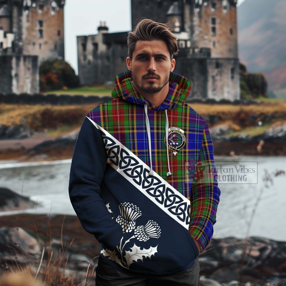 Beattie (Beatty) Tartan Cotton Hoodie Featuring Thistle and Scotland Map - Tartan Vibes Clothing