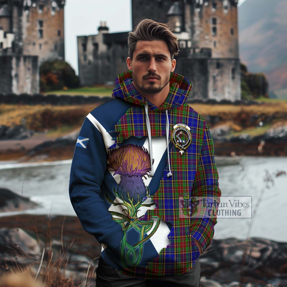 Tartan Vibes Clothing Beattie (Beatty) Tartan Family Crest Cotton Hoodie Scottish Thistle Celtic Inspired