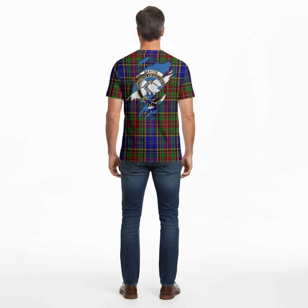 Beattie (Beatty) Clan Crest In Me Tartan Cotton T-shirt Scotland Flag Style