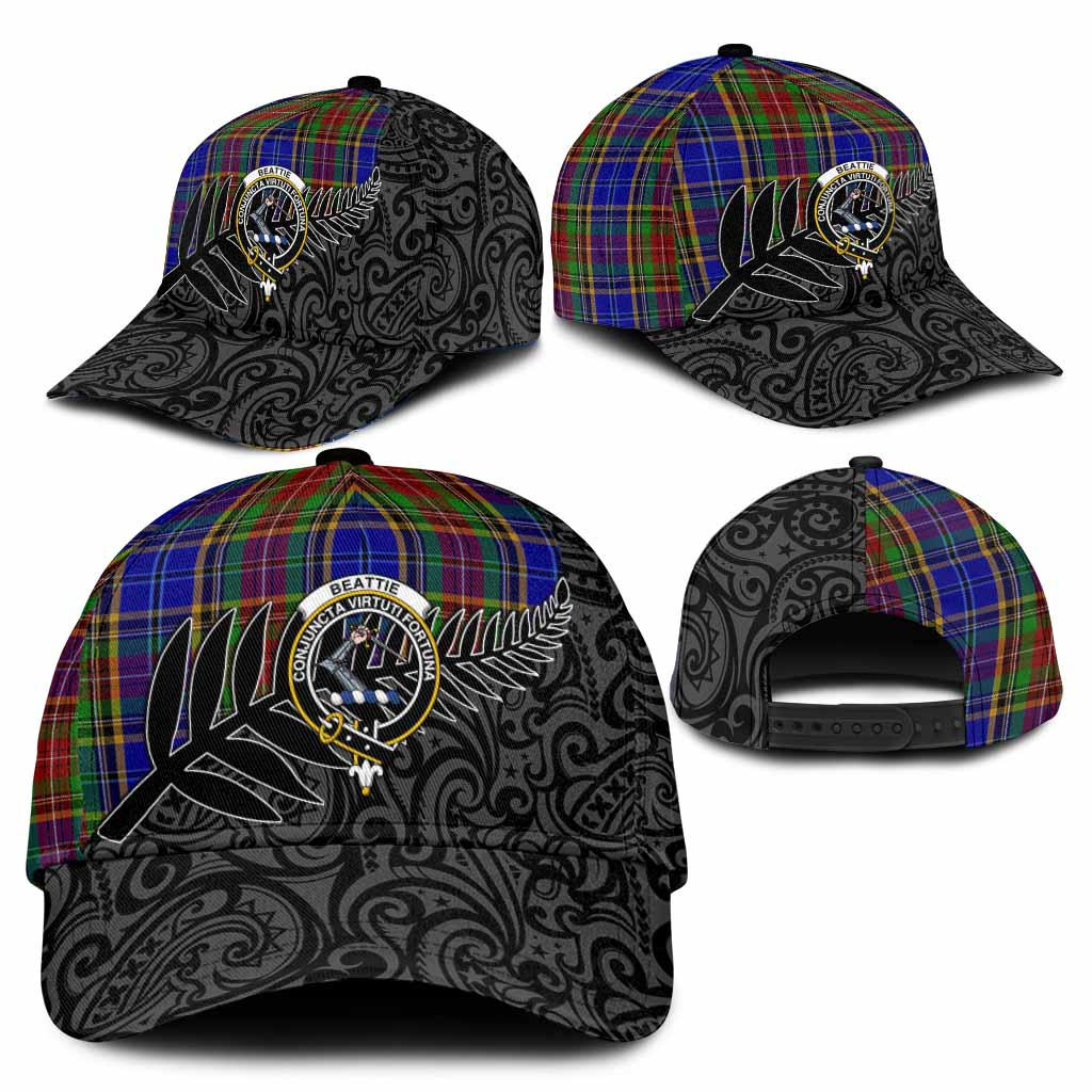 Beattie (Beatty) Crest Tartan Classic Cap with New Zealand Silver Fern Half Style