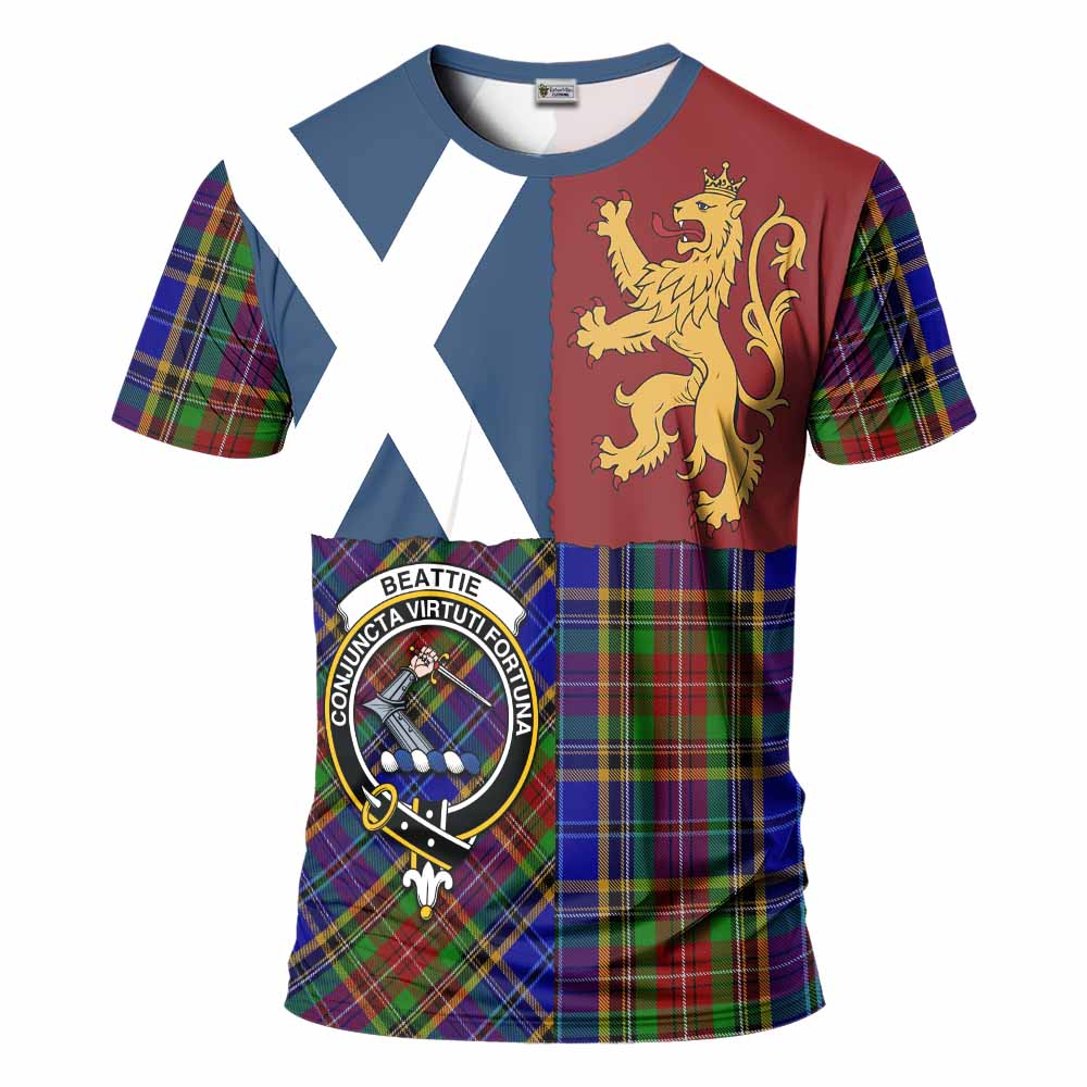 Beattie (Beatty) Crest Tartan T-Shirt with Lion Rampant Saltire Style